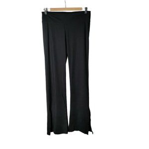 L Victoria's Secret Sport Black Flare Leg High Waist Leggings Large Split Leg